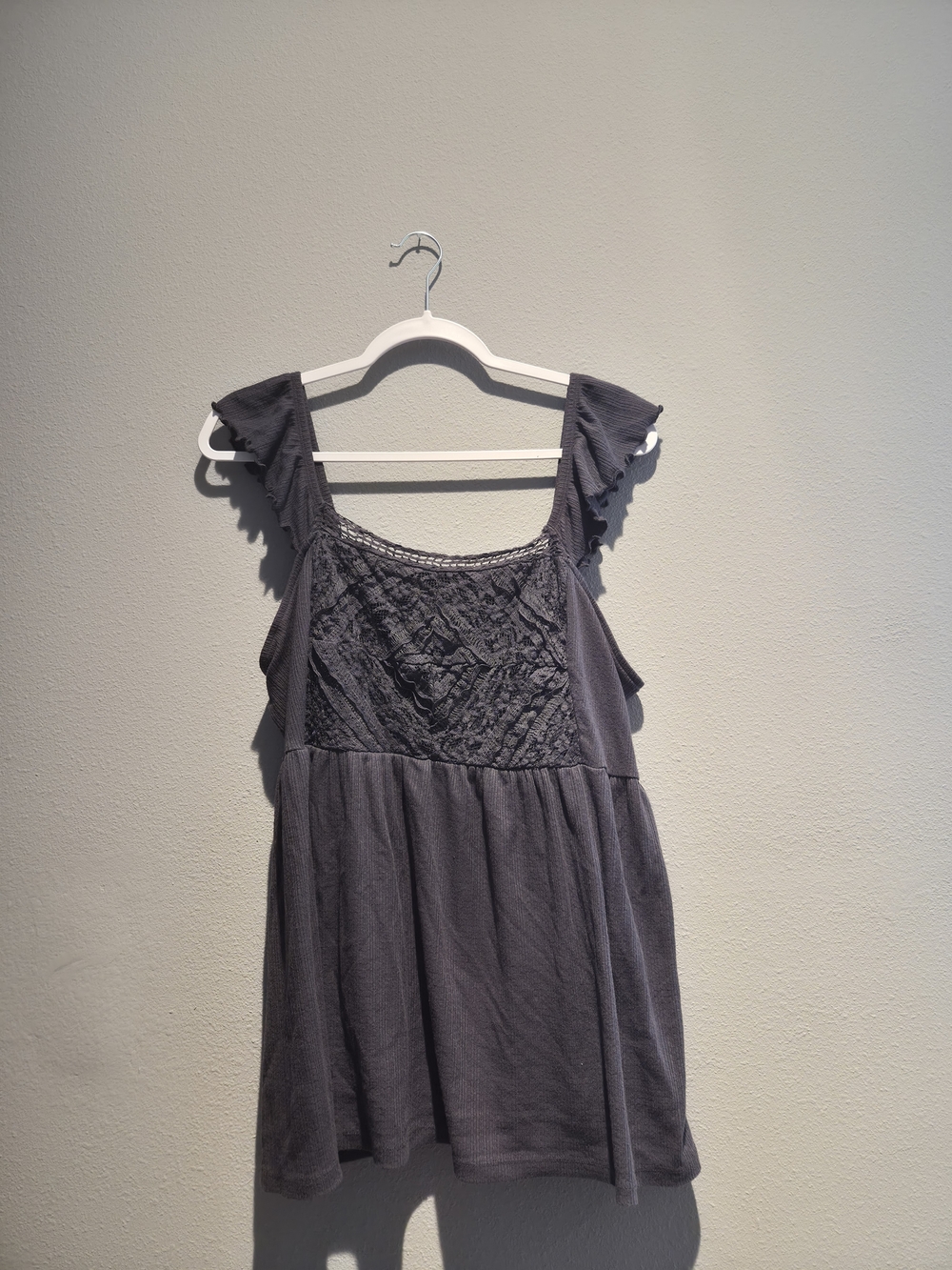torrid Charcoal Lace-Front Sleeveless Top